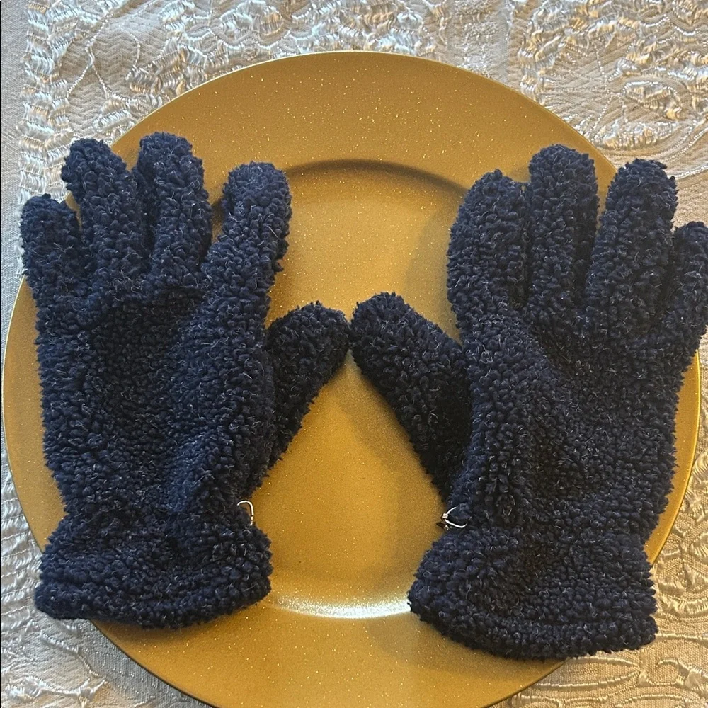Navy Blue L Fleece Women’s Gloves with Extra Padding in Palms for Durability!